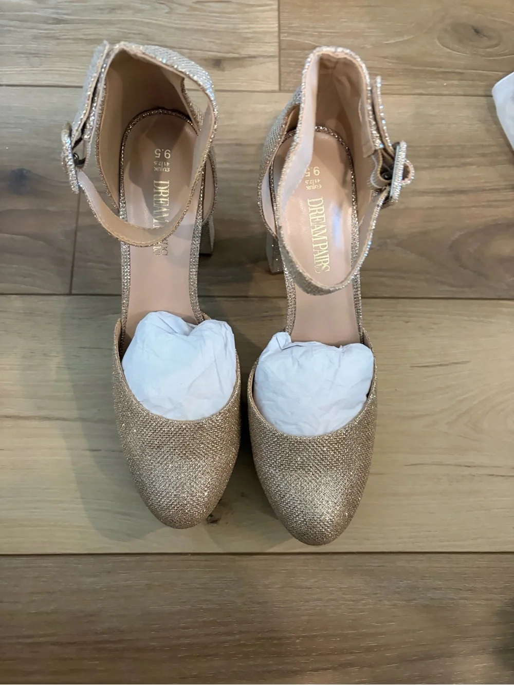 DREAM PAIRS Gold Women's Platform High Chunky Heels Closed Toe Block Ankle